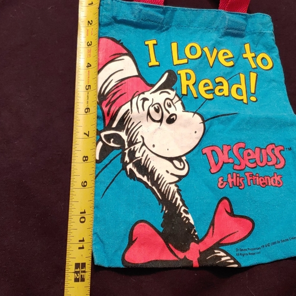 Dr SEUSS Vintage 2005 Canvas Library Tote I Love to READ📕📕Cat In The HAT, RARE - Picture 7 of 8